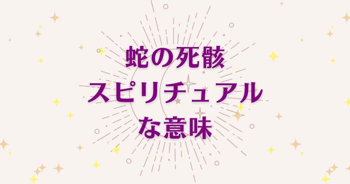 蛇の死骸のスピリチュアルな8つの意味！メッセージと象徴を解説